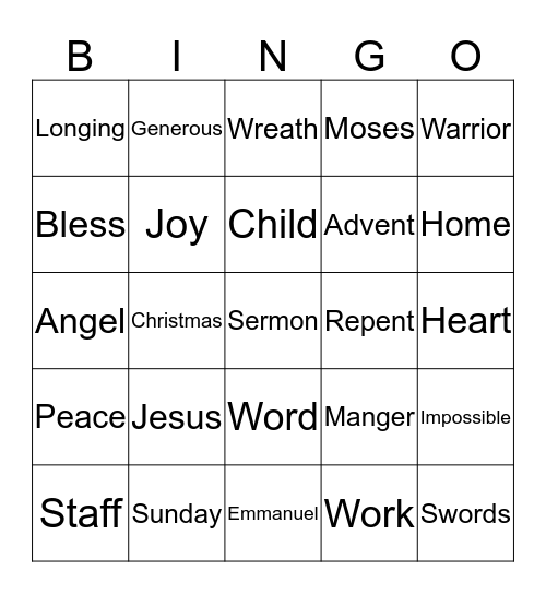 Christmas Eve Bingo 2019 Bingo Card