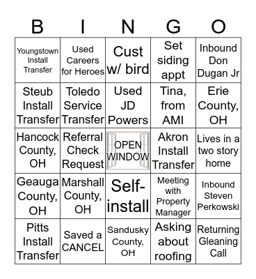 Scheduler Bingo Card