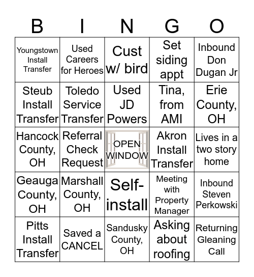 Scheduler Bingo Card