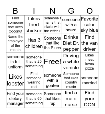 Holiday Party Bingo Card