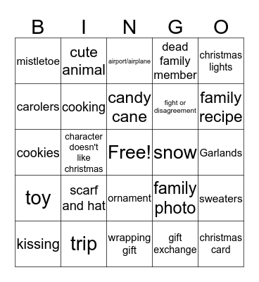 Hallmark Christmas Movie Bingo Card