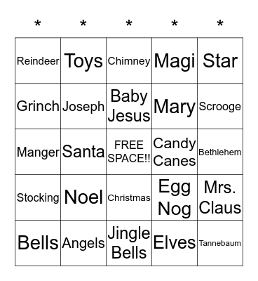 CHRISTMAS BINGO Card