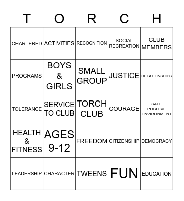 LUKE AFB TORCH CLUB  Bingo Card