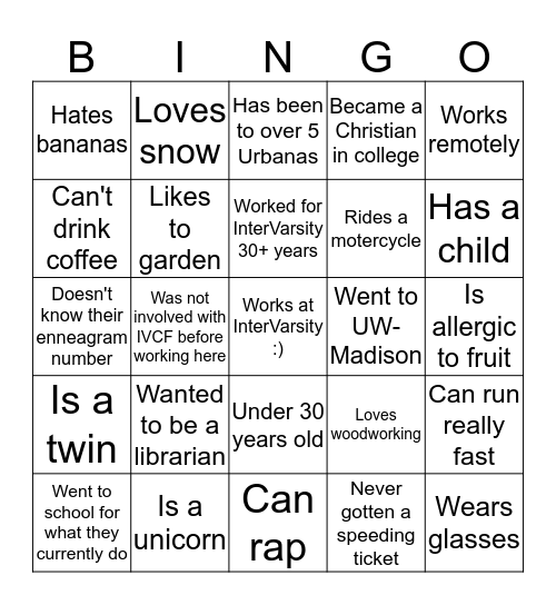 Advancement Team Bingo Card