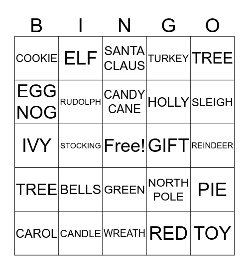 CHRISTMAS BINGO Card