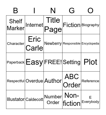 Library Bingo Card