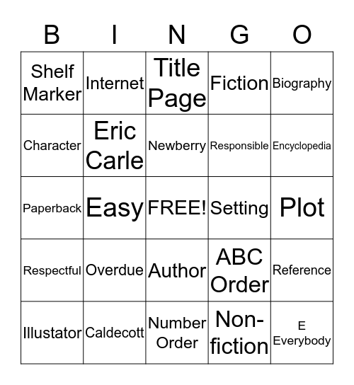 Library Bingo Card