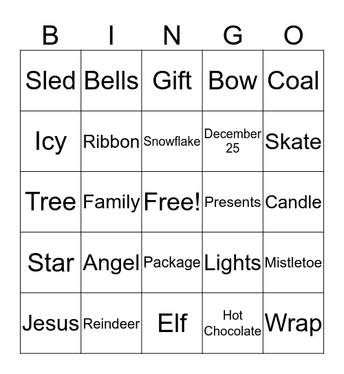 Christmas Bingo Card