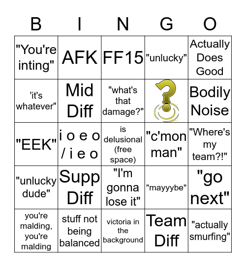 Kyle's Stream Bingo Card