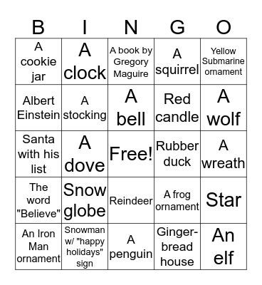 Christmas Party Bingo Card