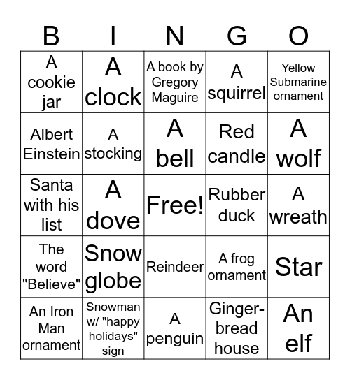 Christmas Party Bingo Card