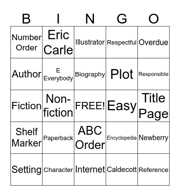 Library Bingo Card