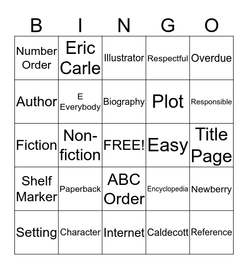 Library Bingo Card