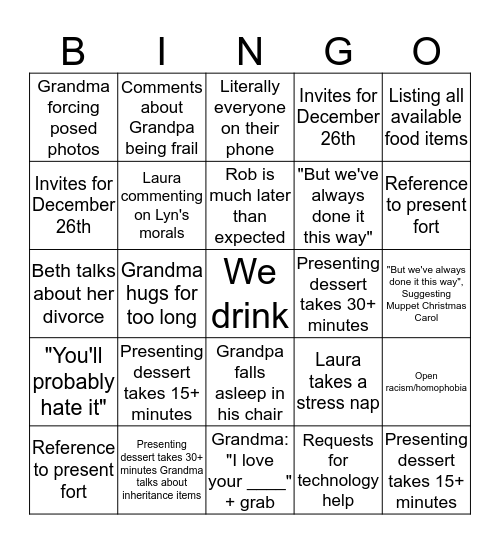 Murphy Holiday Bingo Card