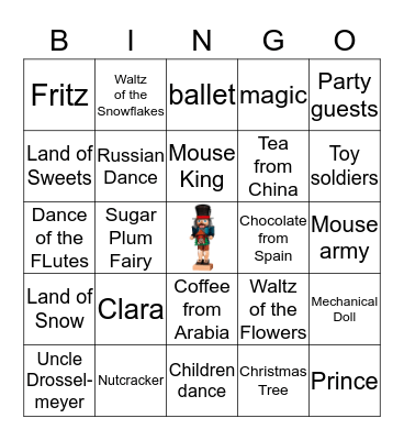 NUTCRACKER BALLET BINGO Card