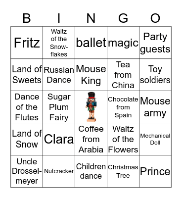 NUTCRACKER BALLET BINGO Card