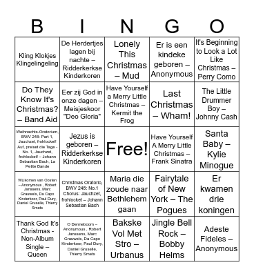Kerst Bingo Card