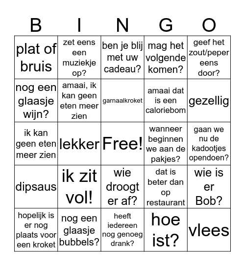 kerstbingo Card