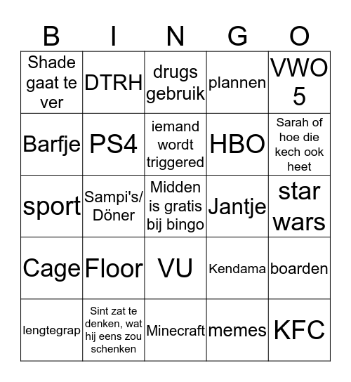 Sinterkerstgedoe Bingo Card
