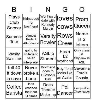 ASL Zoo Bingo Card