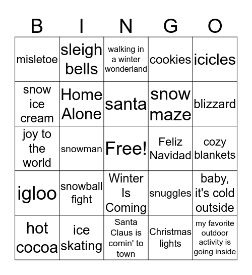 CHRISTMAS :) Bingo Card