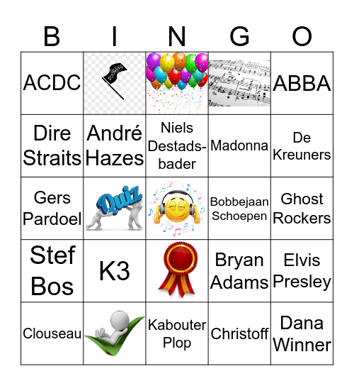 Herken jij de artiesten Bingo Card