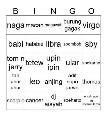 Vivi Bingo Card