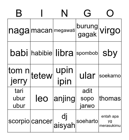 Vivi Bingo Card