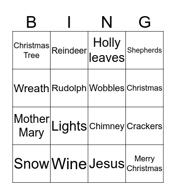 WISH YOU MERRY CHRISTMAS Bingo Card