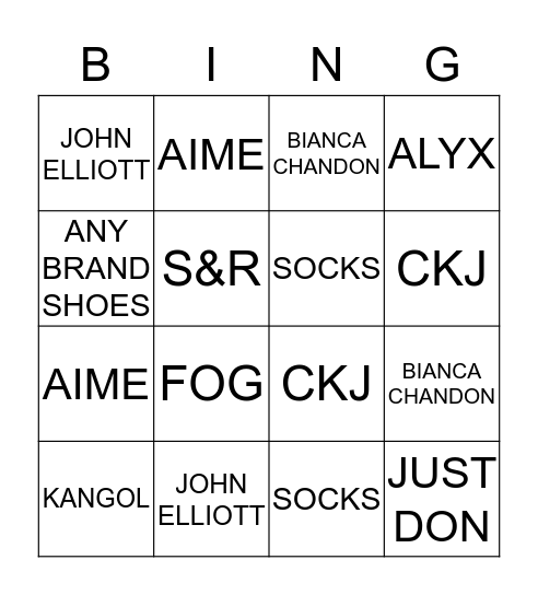 RG BSMNT BINGO Card