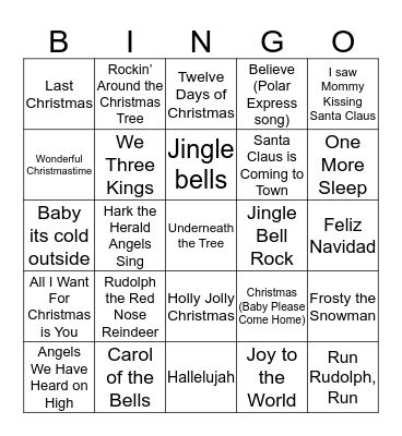 Christmas Card Bingo Card