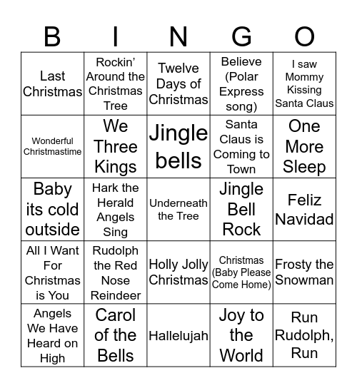 Christmas Card Bingo Card