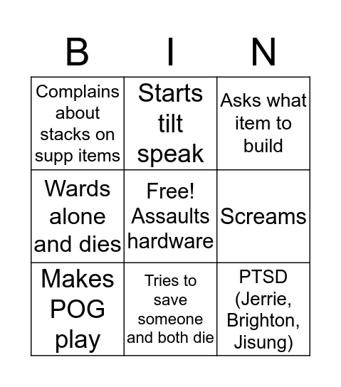 William Bingo Card