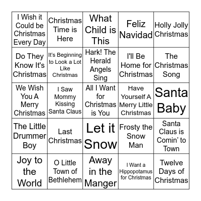 Christmas Song Bingo!  Bingo Card