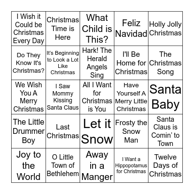 Christmas Song Bingo!  Bingo Card