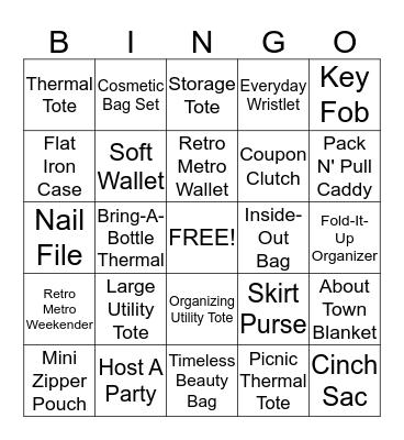 Thirty-One Bingo Card
