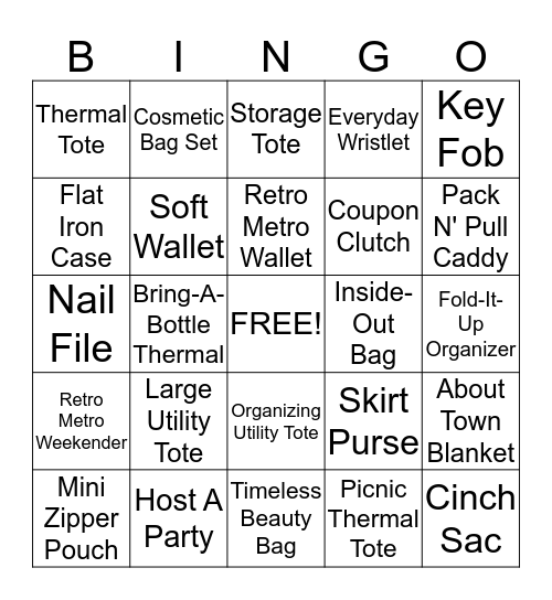 Thirty-One Bingo Card
