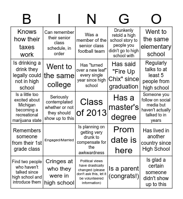 Find someone who fits the following: Bingo Card