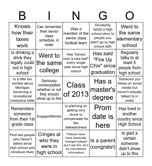 Find someone who fits the following: Bingo Card