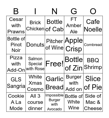 Saturday Bingo Card