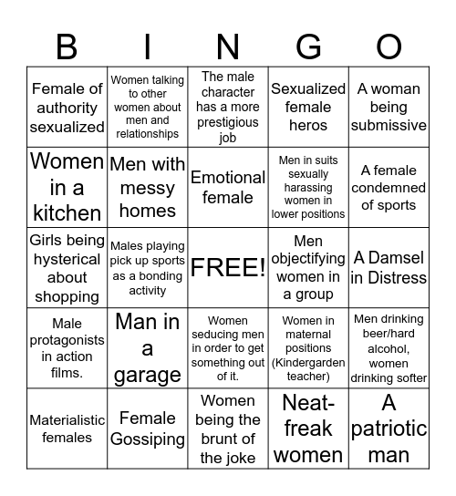 Toxic female bingo