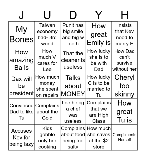 Hsu's Bingo 2019 Bingo Card