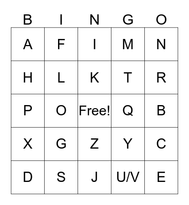 Alphabet Bingo Card