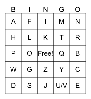 Alphabet Bingo Card