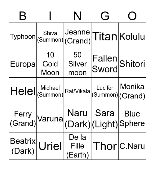 End Year Bingo! Bingo Card