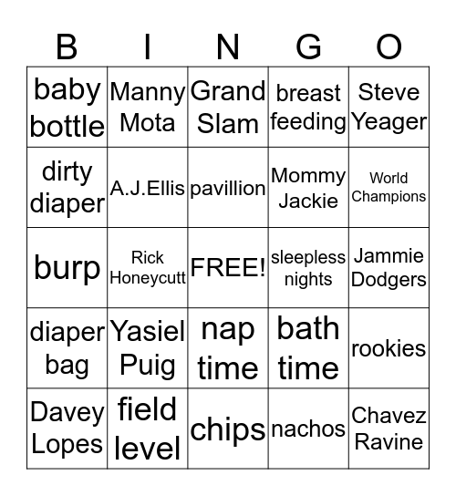 Dodgers Bingo Card