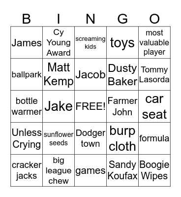 Dodgers Bingo Card