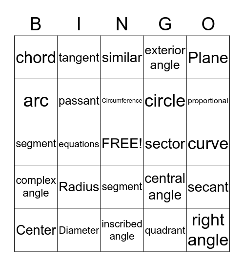 Circle Bingo Card