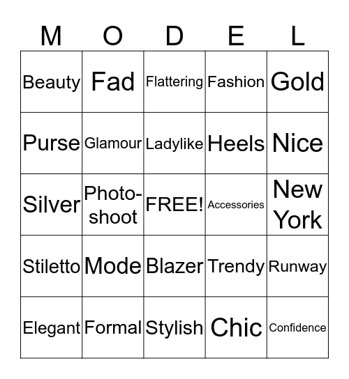 Fashion Bingo Card