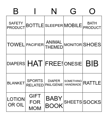 BABY BLANKS Bingo Card